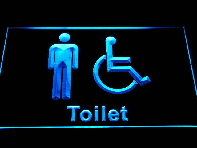 Disabled Wheelchair Handicap Access Men Toilet Neon Sign